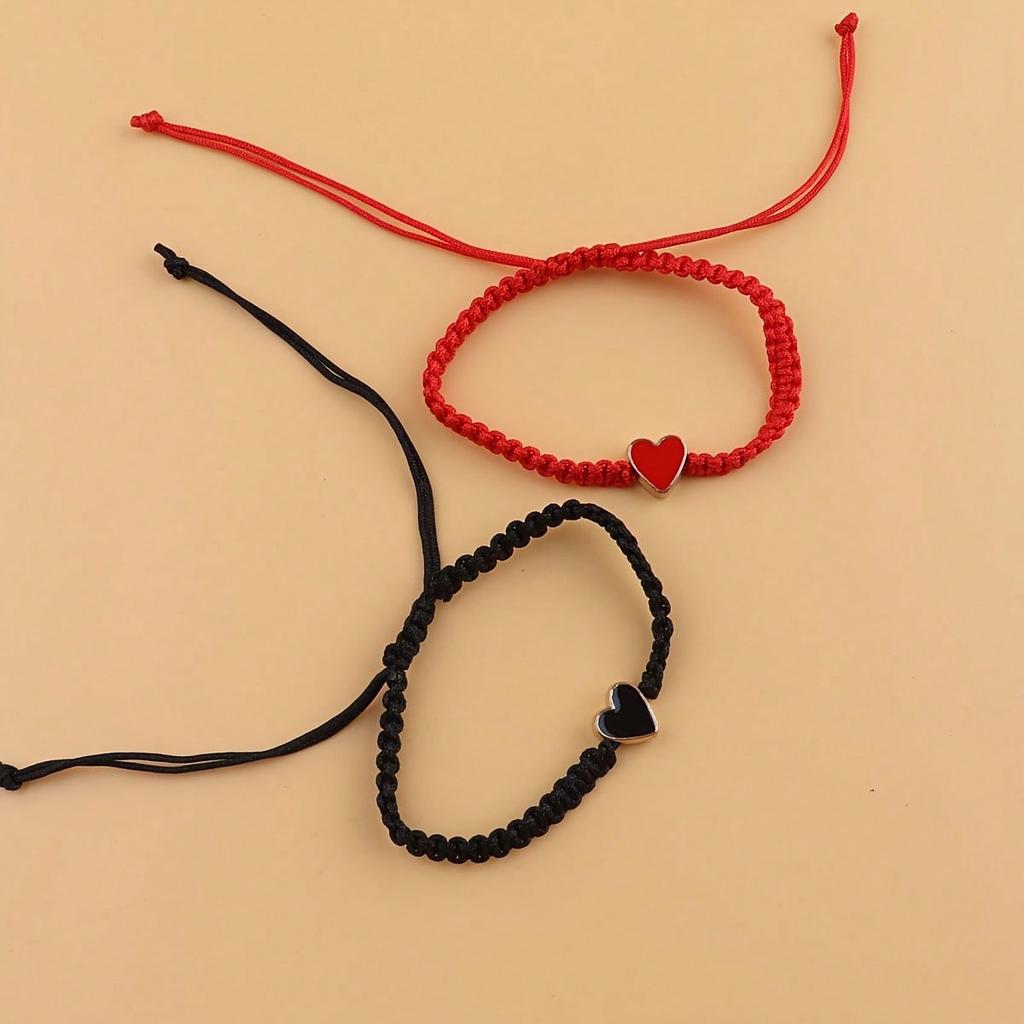 Комплект из 2 красных и черных браслетов дружбы для пары