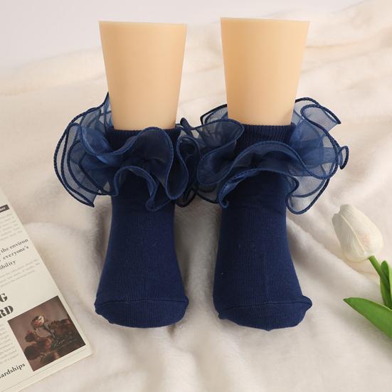 Yousheng 1 пара детских носков в стиле принцессы Лолиты с цветочным кружевным декором, однотонные, мягкие, дышащие, эластичные, нескользящие, для балета и танцев