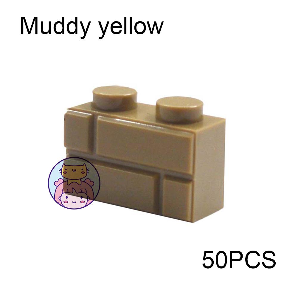 50 шт. Стена Полосатые Кирпичи MOC 1x2 Строительные Блоки Игрушки Дворец Замок Креативные Фигурки Военный Дом Стена Прозрачные Детали