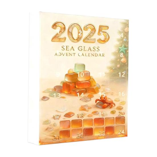 Рождественский адвент-календарь «Рождественская елка из морского стекла» 2025 24 дня Праздничный обратный отсчет