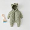 Thickened Fleece-Lined Baby Hooded Onesies: Warm Newborn Outerwear for Autumn/Winter