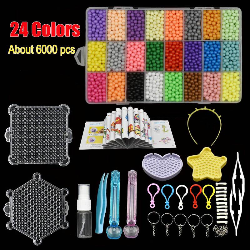 Fuse Beads Kit 3800 Pcs Beads in 24 Colors Unlimited Creativity Starter Kit Magic Mist Beads Children's Puzzle DIY Toys Gifts