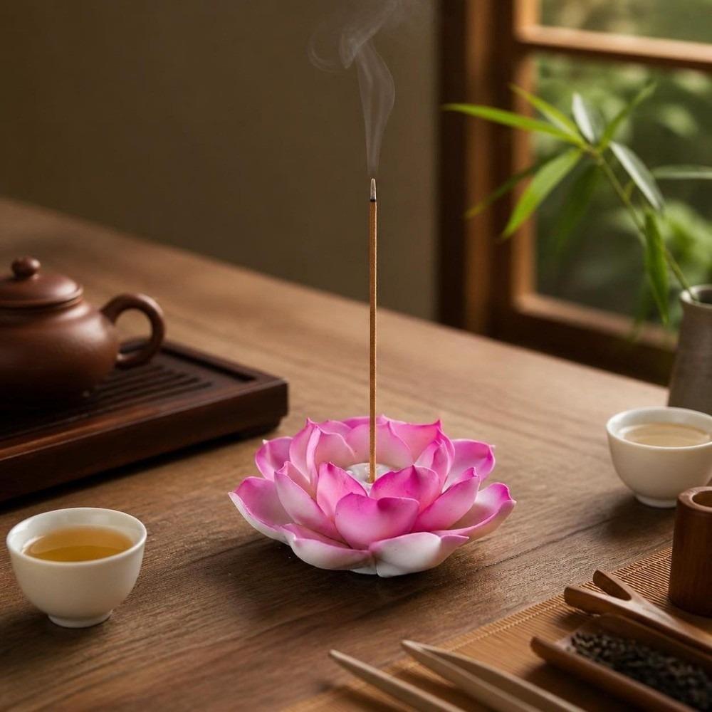 Flower Design Incense Burner Ceramic Lotus Aromatherapy Stand Incense Stick Holder Home Decor