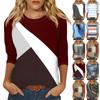 Shirt For Women's Fashion Casual Raglan Sleeve Round Neck 3/4 Sleeve Loose Printed T-Shirt Ladies Top