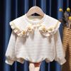 Girls Spring and Autumn Pullover Cute Sweatshirt Middle and Small Children Round Neck Long Sleeve Top