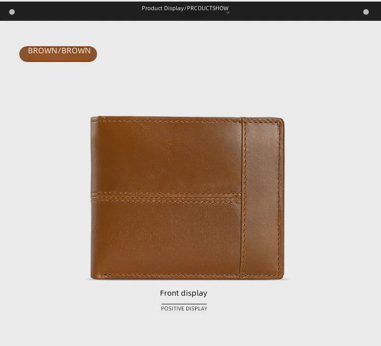 Мужской кошелек из натуральной кожи тройного сложения с отделениями для карт и горизонтальным отделением для монет