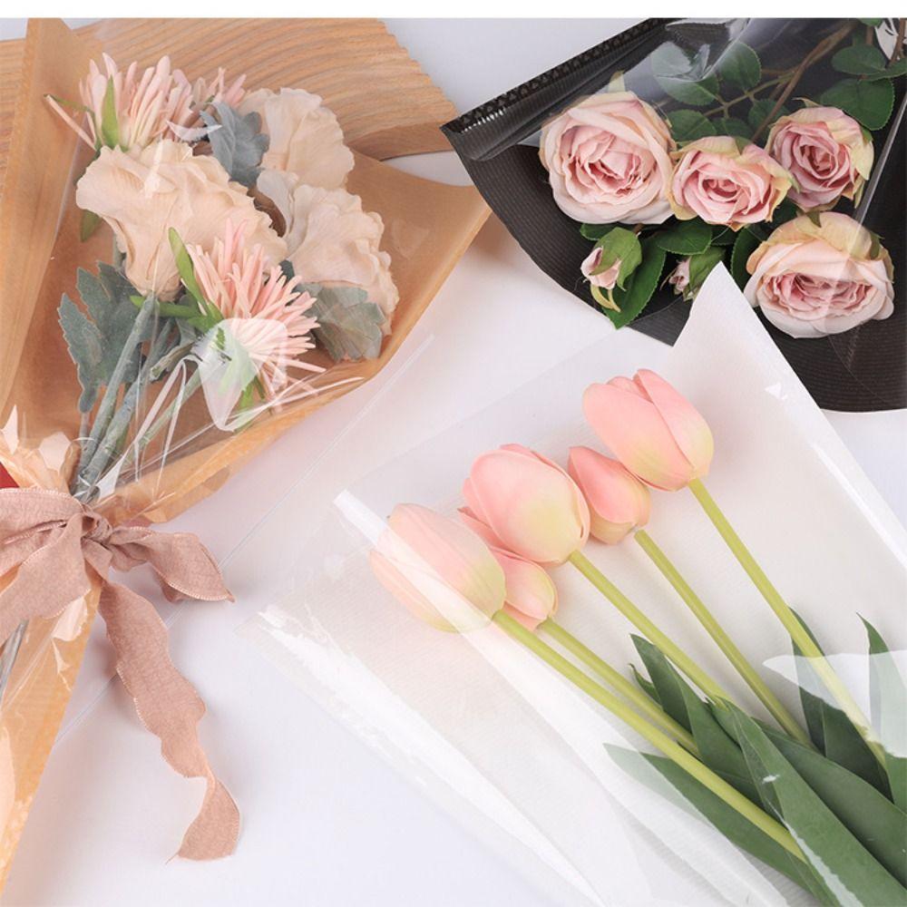 20/30PCS Transparent Bouquet Packing Bag Single Rose Flower Packaging Bag Valentine's Day