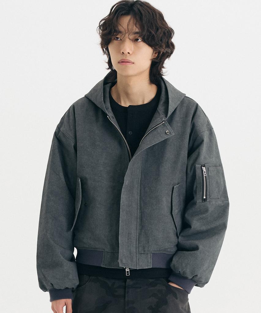 Затем наша куртка с капюшоном Washed (Древесный уголь)