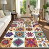 Boho Retro Geometric Living Room Carpet Splice Floral Decoration Home Non-slip Short Velvet Rug Bedroom Lounge Aesthetic Mats