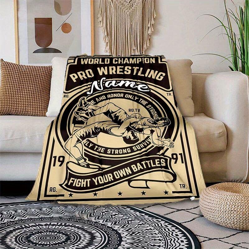 Wrestler Customize Your Name Blanket Warm Comfortable Soft Blanket For Chair Office Sofa Bed Sofa Office Camping Suitable For Gifting Relatives And