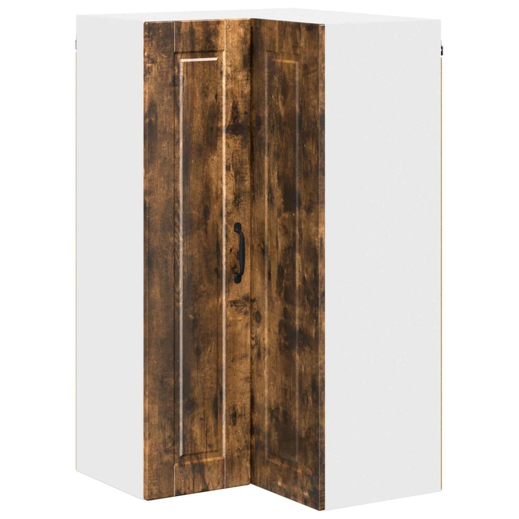 PORTO Wall Mounted Corner Cabinet Smoked Oak 57 x 57 x 100 cm