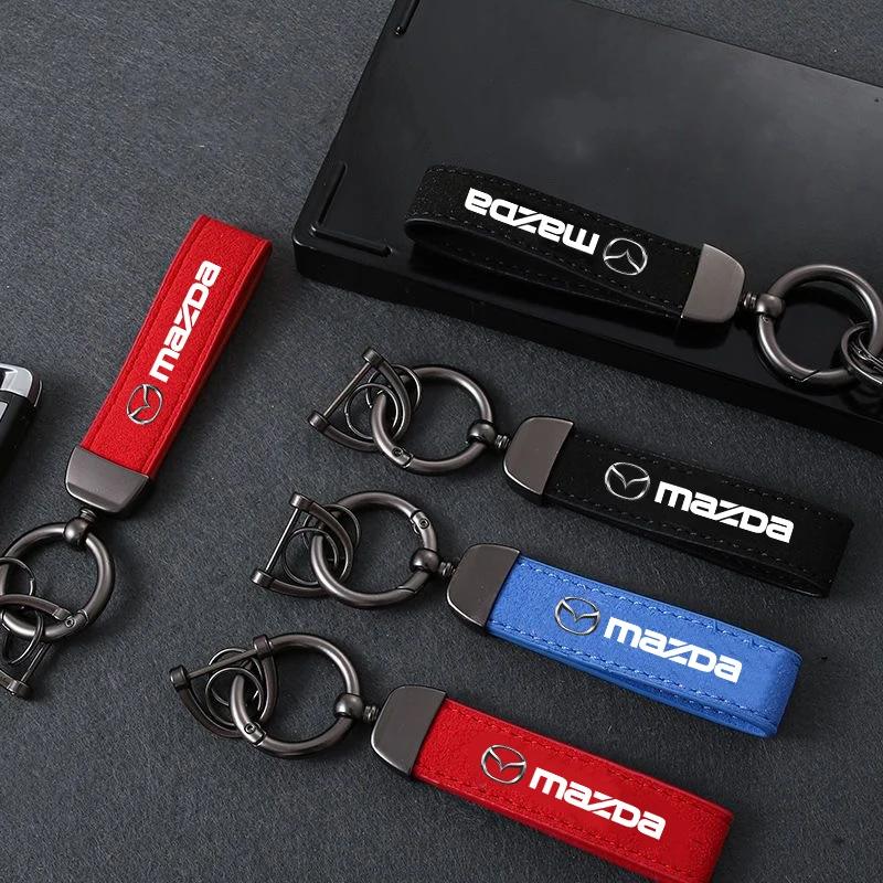 2025 Hot New Women Men Luxury Car KeyRing Suede Leather Car Keychain For Mazda 3 6 Atenza Protege Cx9 Cx7 Cx5 Rx8 Rx7 Mx5 Speed