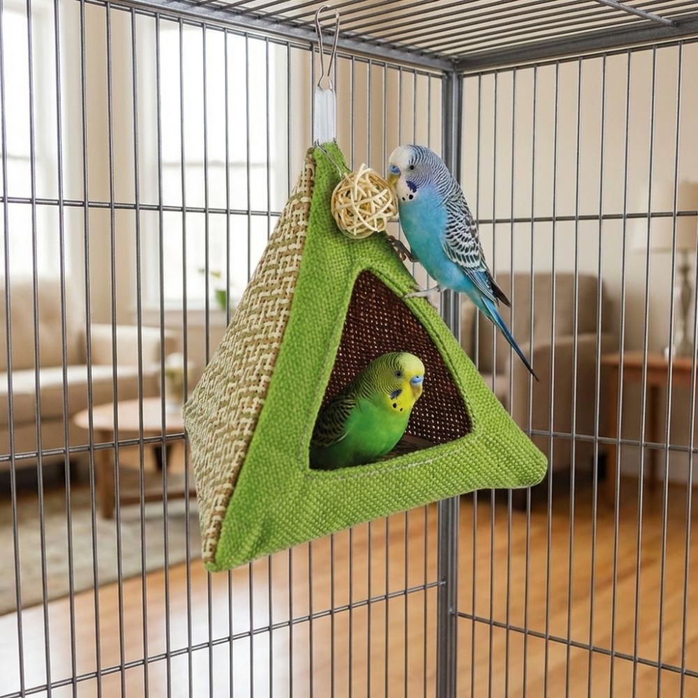 Breathable Net Summer Cooling Nest Triangular Bird Hammock Bird Hanging Tent Hiding House