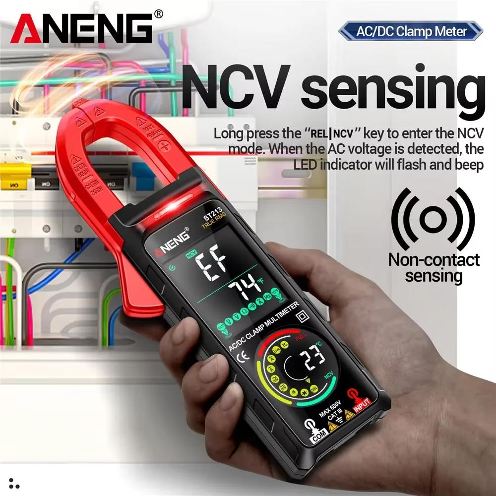 Новый Профессиональный Цифровой Токоизмерительный Мультиметр ANENG ST213 6000 Отсчетов AC DC 400A Ток VA Двойной Реверсивный Дисплей NCV Ноль Фаза Ноль Температура Емкость Частота