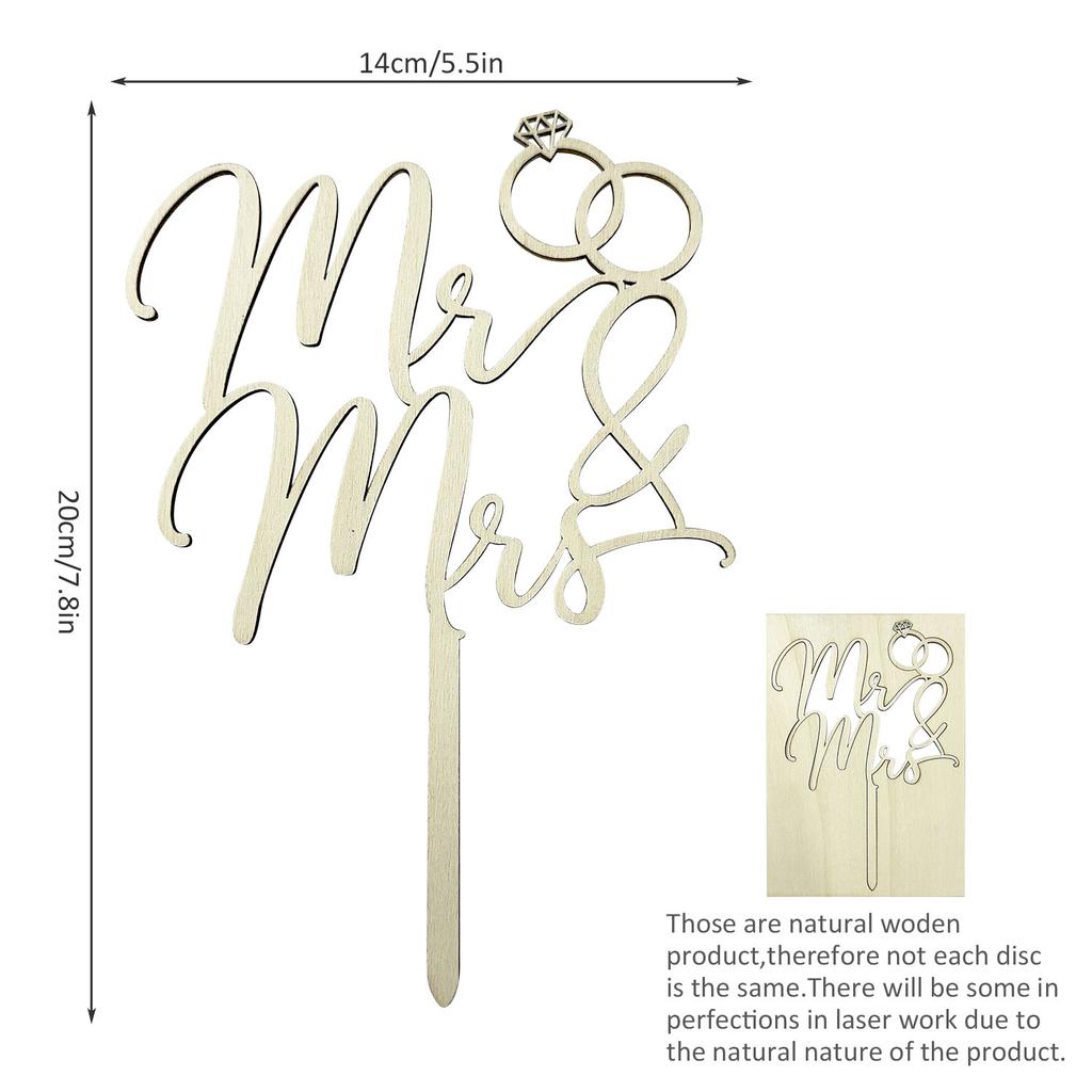 Топпер для торта Мистер и Миссис Свадебный топпер для торта из дерева