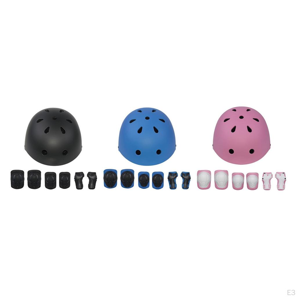 7Pcs Kids Bike Helmet Set Protective Gear Children Professional Boys Girls Knee Pads Elbow