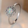 Vintage White Opal Flower Rings for Women Elegant Finger Ring Engagement Wedding Jewelry Gift