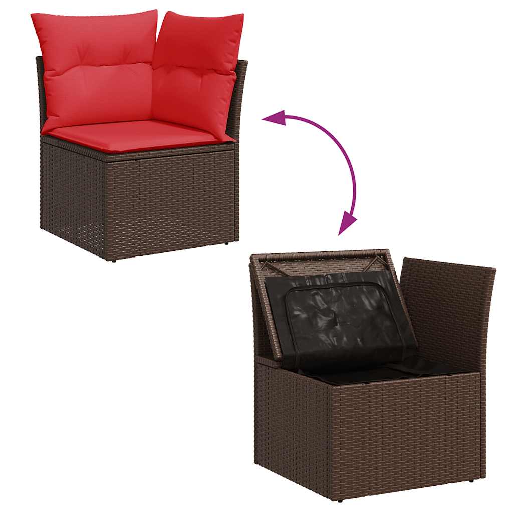 8 Piece Garden Sofa Set with Cushions Brown Poly Rattan