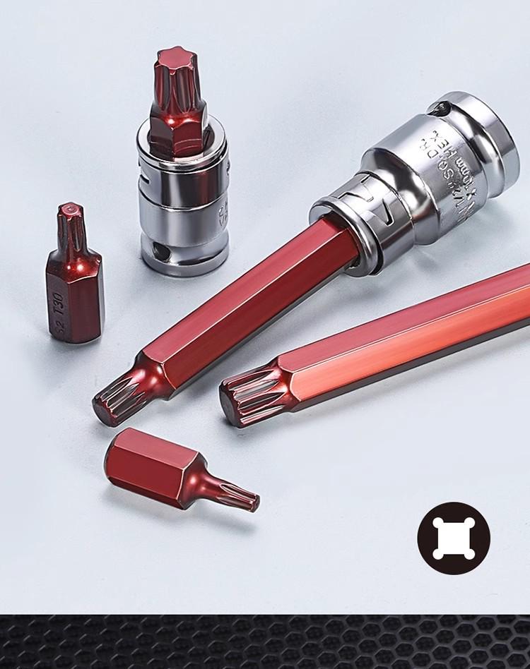 Набор ударных 12-гранных головок Torx с удлинителем, 1/2 дюйма