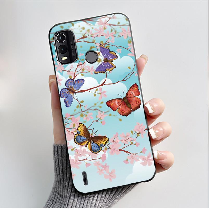 Для Nokia G11+ G11 G21 Чехол Пара Мода Бабочки Цветы Черный Мягкий Силикон ТПУ Чехол для Телефона Для Nokia G11 Plus Задняя Крышка