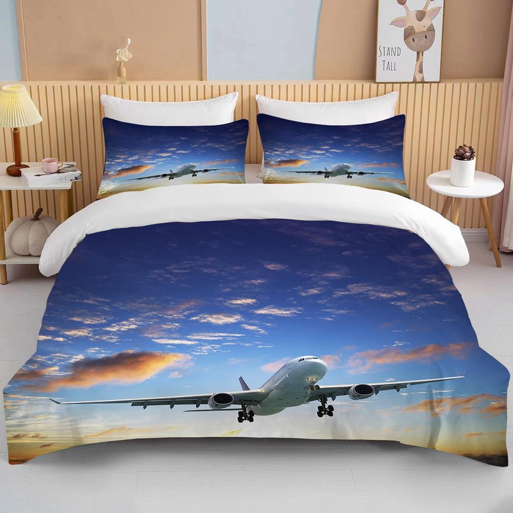 Fashion 3D Printed Airplane Plane Bedding Set Cartoon Duvet Covers With Pillowcases Soft Bedclothes Custom Bed Linen Drop Ship