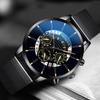 Luxury Men 'S Fashion Business Calendar Watches Blue Stainless Steel Mesh Belt Analog Quartz Watch Relogio Masculino Mens Watch