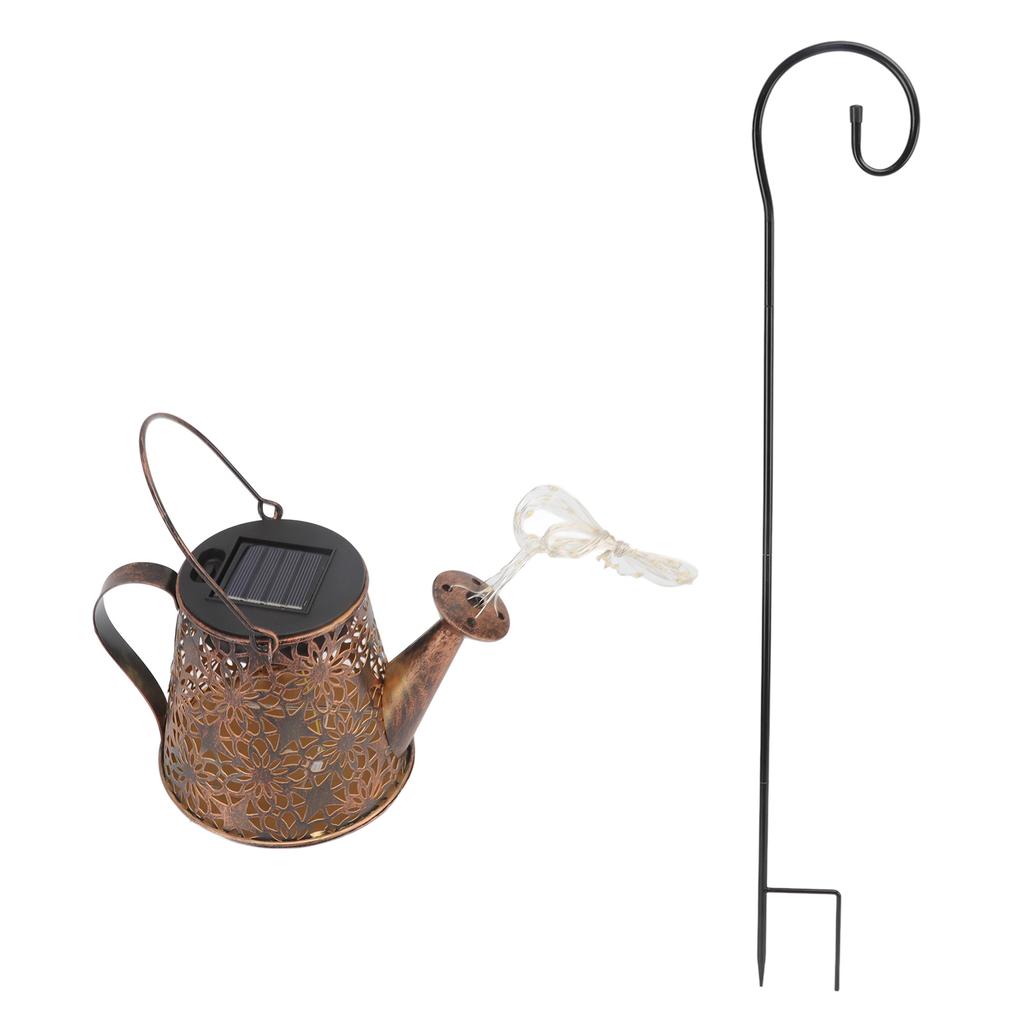 Solar Watering Can Lights Outdoor Garden Solar Lights Decorations Metal Retro Lamp for Patio Lawn