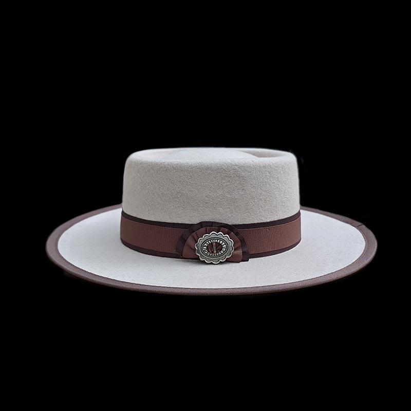 Европейская и американская мода стиль свиной пирог чистая шерстяная фетровая шляпа украшенная тесьмой шерстяной цилиндр