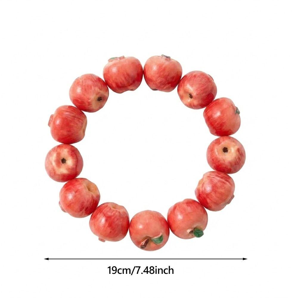 Y2K 3D Fruit Resin Fruit Bracelet Elastic Rope Apple Mangosteen Peach Fruit Beaded Bracelet Multi-color Cartoon Bracelet Summer