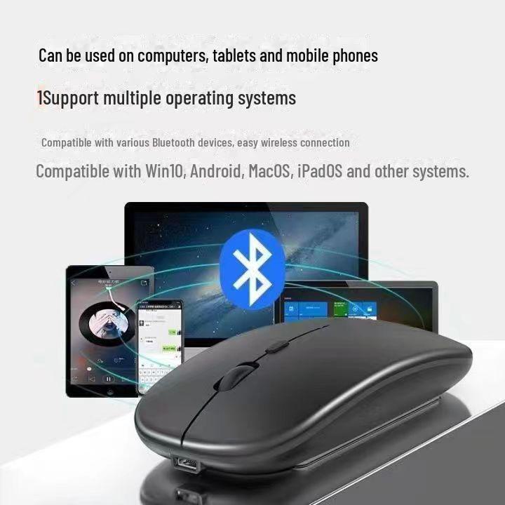 Бесшумная двухрежимная беспроводная Bluetooth-мышь — с возможностью подзарядки для использования дома и в офисе