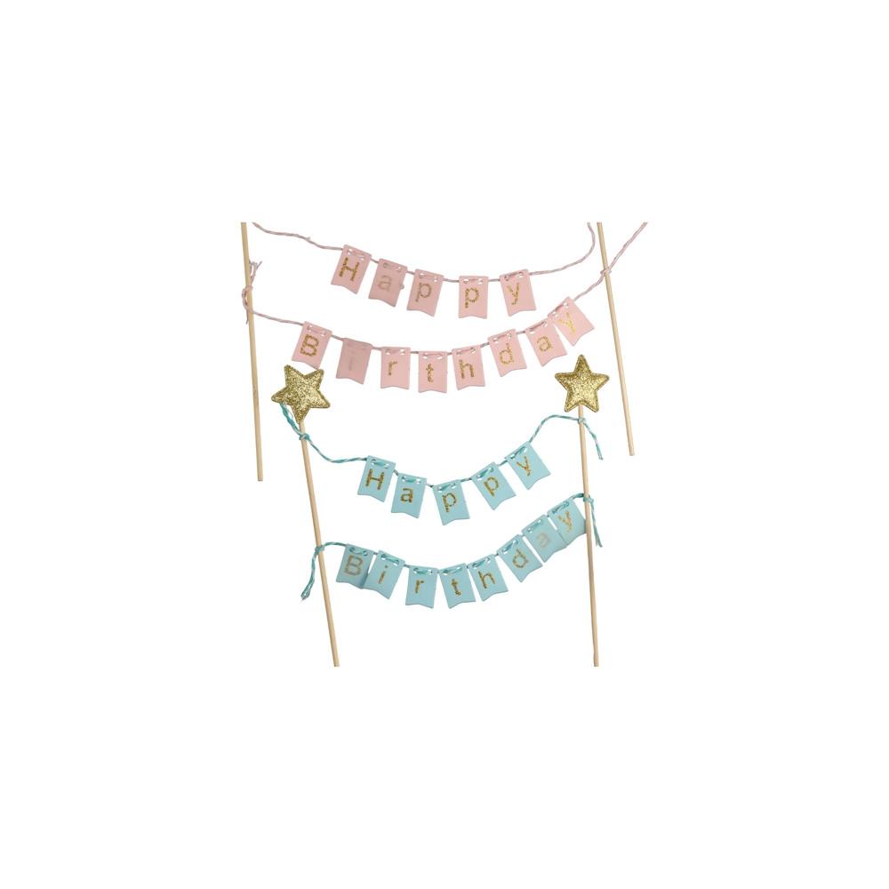 DIY Baby Shower Stars Bunting Gold Banner Cake Flags Cake Topper Baking Decoration Party Supplies