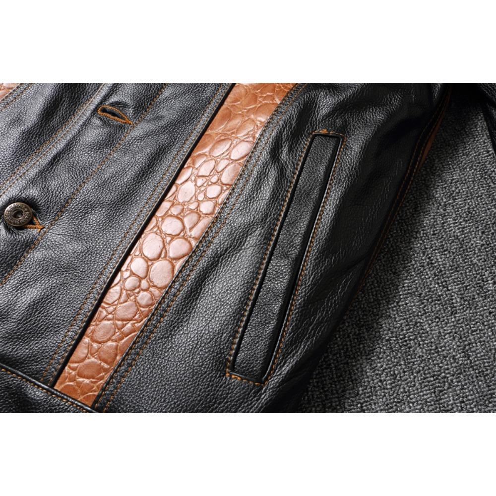 Китайский размер Classic 507 Мужская кожаная куртка из натуральной коровьей кожи Vintage Slim Short Весна Осень