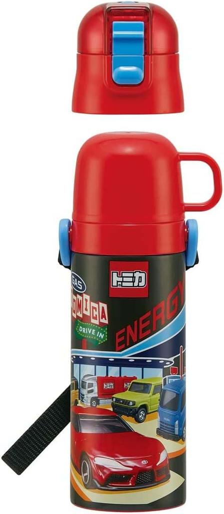 Skater Двусторонняя детская бутылка для воды из нержавеющей стали с чашкой 430 мл Tomica 22 для мальчиков SKDC4-A