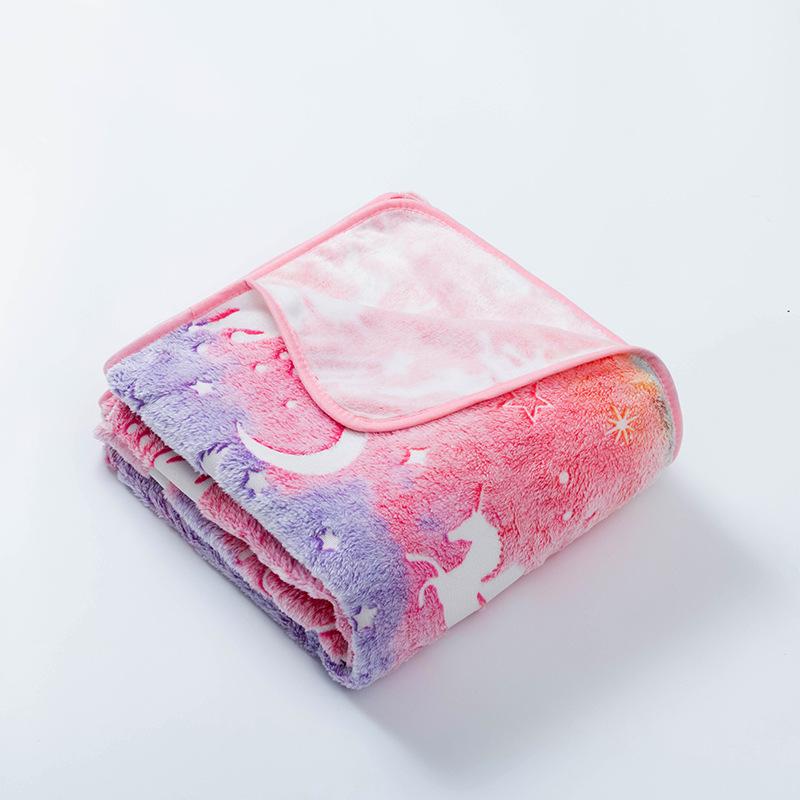 Luminous Double-Sided Flannel Unicorn Blanket for Kids