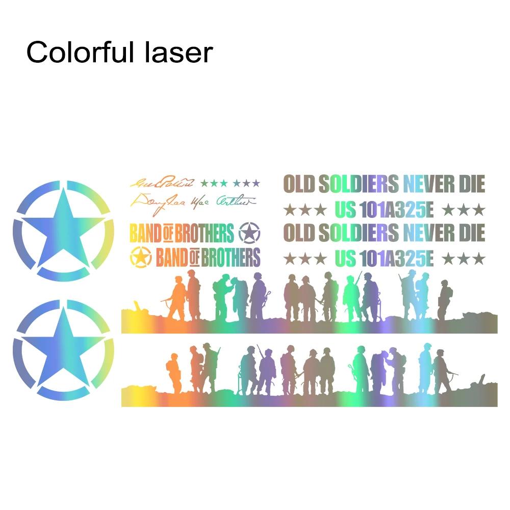 12PCS Car Door Vinyl Stickers For Jeep Wrangler JK TJ Jl YJ Auto Pentagram Soldiers Body Decoration Vinyl Decals Accessories