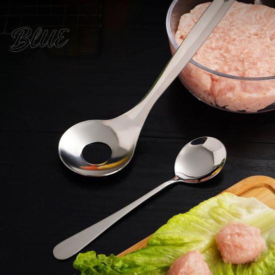 Кухонные гаджеты в подарок Ложка-формовка для фрикаделек из нержавеющей стали Эргономичная длинная ручка Ручные принадлежности Антипригарная Посудомоечная машина Безопасная Формовка для фрикаделек Овальная Утечка