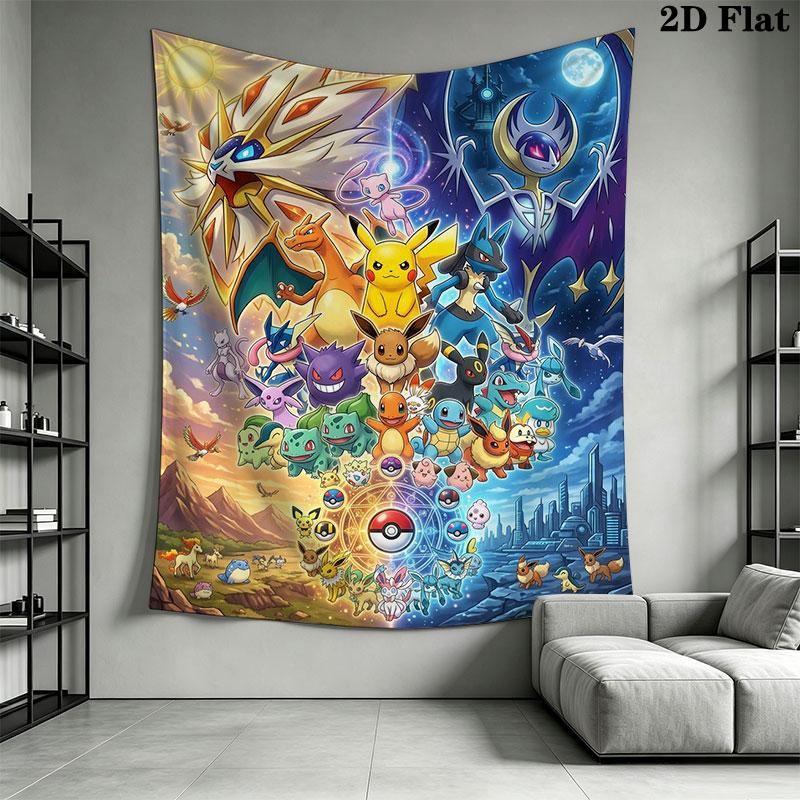 Pokémon Egg Hatch Wall Hanging Printed Fabric Blanket Decorative Tapestries for Bedroom Living Room Home Decor