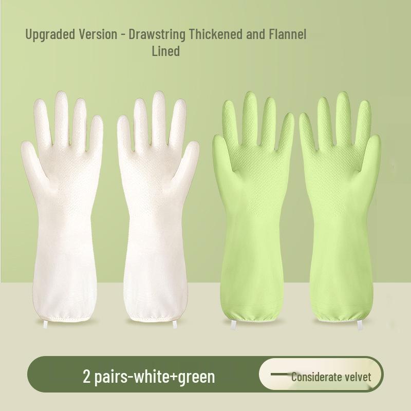 Winter Warm Waterproof Velvet-Lined Rubber Dishwashing and Cleaning Gloves