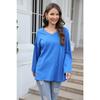 Spring and Autumn Ladies Blouse Long Sleeve Multicolor Loose Drop Shoulder Sleeve V-neck Solid Color Female Tops
