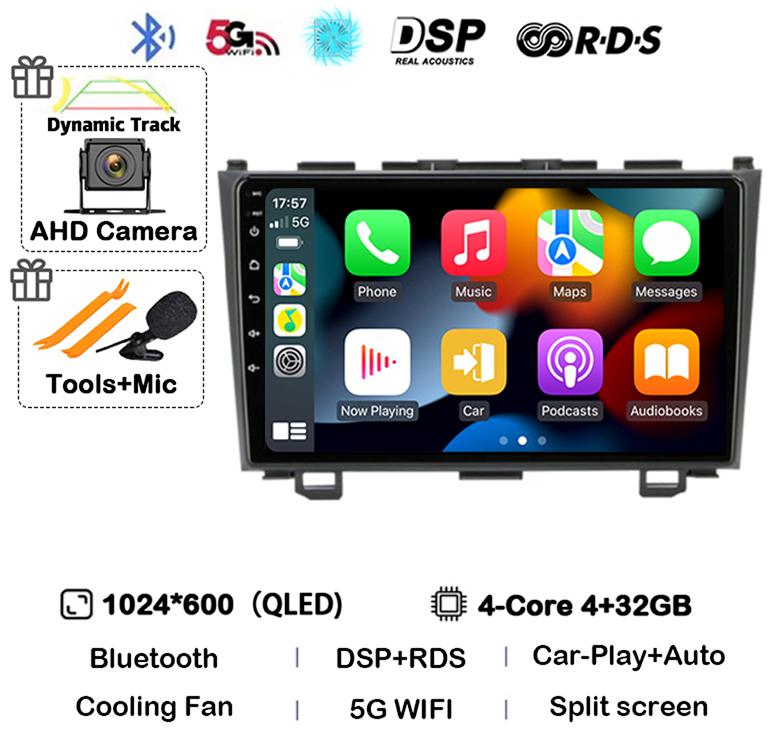 Android 14 Carplay автомобильное радио для Honda CR-V 3 RE CRV 2007 2008 2009 2010 2011 мультимедийный проигрыватель 2 Din DVD GPS головное устройство стерео