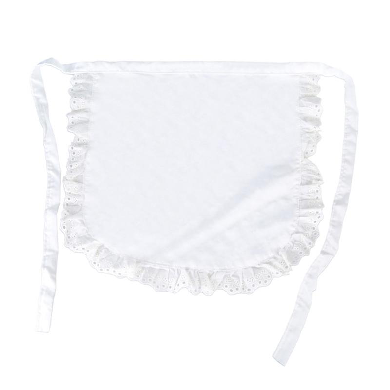 Woman Half Waist Cooking Kitchen Apron Short Lolita Maid Sexy Lace Black White Bib Beauty Flower Coffee Shop Pinafore Home Work