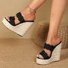 Fashion Eilyken Summer Weave Solid Platform Wedges Slippers Sandals Women Fashion Peep Toe Female Shoes Zapatos Mujer