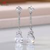Classic CZ Drop Earrings For Women High Quality Silver Color Bride Wedding Earrings Anniversary Party Eternity Jewelry