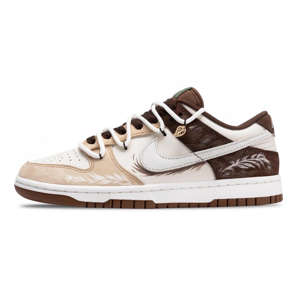 Nike Dunk Rice Fragrance Slip Resistant Abrasion Resistant Low top Skateboard Shoes Unisex White Brown HV1794-211(Team864-)