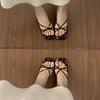High-end temperament open-toed slippers women wear kittens with skirts, silver sandals women