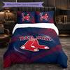 Boston Red Sox Pattern Microfiber 3Pcs Bedding Set Decor Duvet Cover Set For Bedroom Home Use