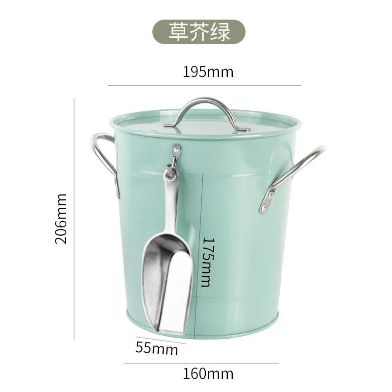 Table Vintage Iron Ice Bucket with Lid and Shovel Insulated Ice Bucket for Champagne Wine Beer Drinks Party Barware