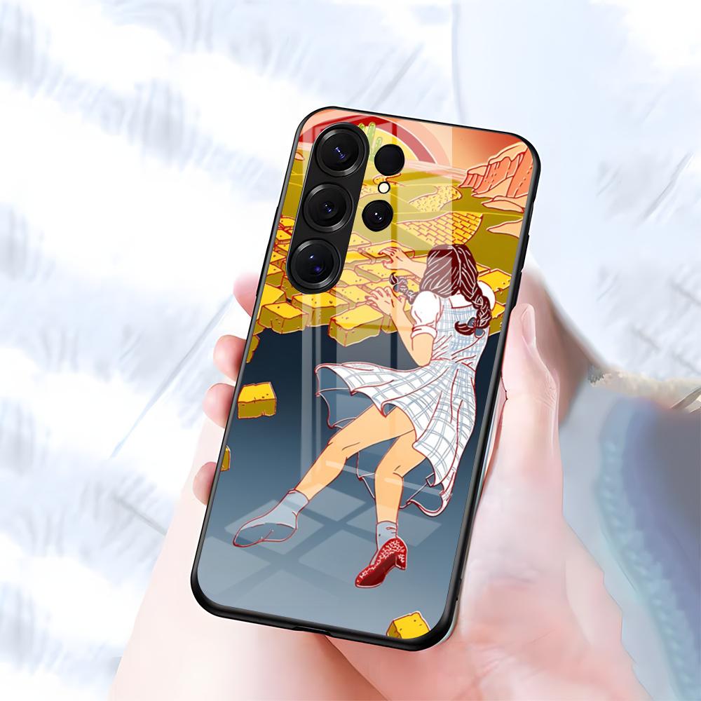 Чехол для телефона 'Волшебник из страны Оз' Для Samsung S26 S25 S24 FE S23 S22 S21 Plus S20 Ultra Note20Ultra Черная стеклянная крышка