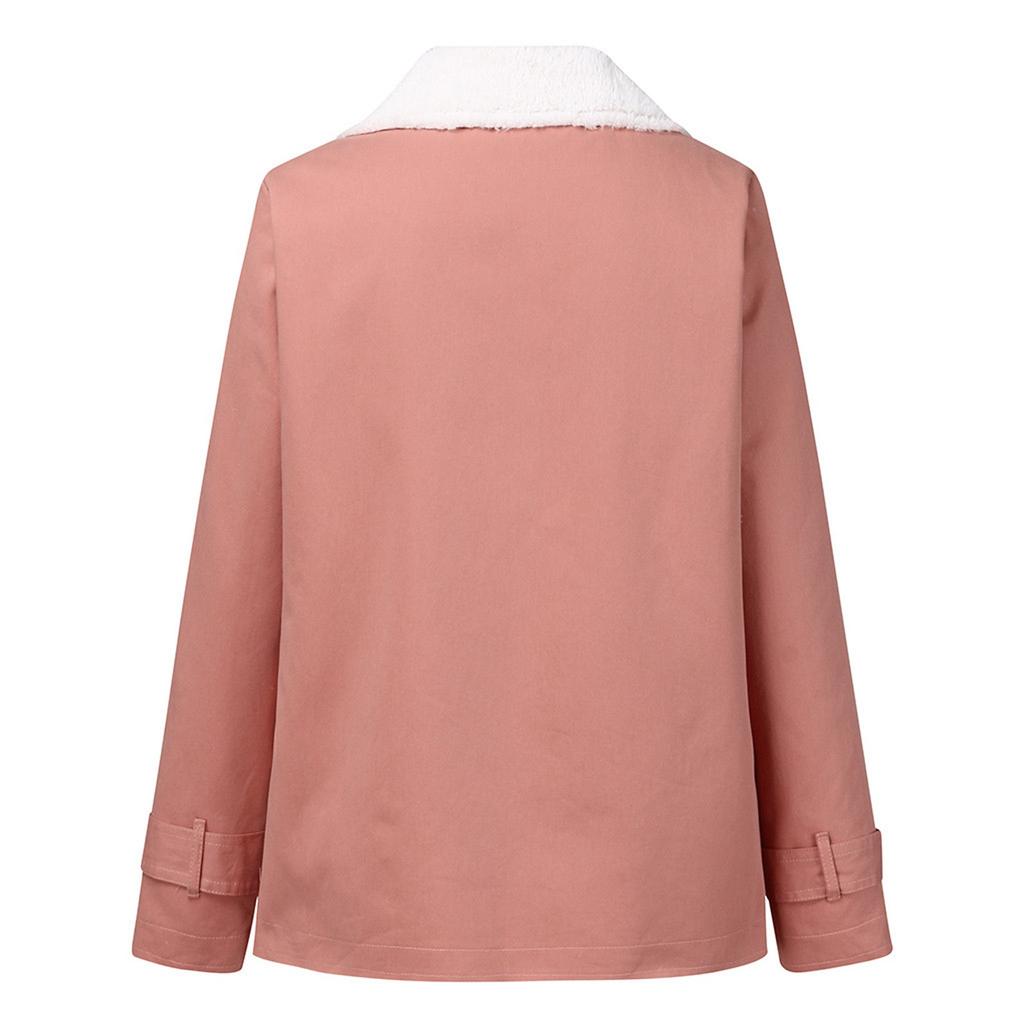 Women's Casual Fashion Loose Solid Color Hat Plus Fleece Collar Pocket Jacket