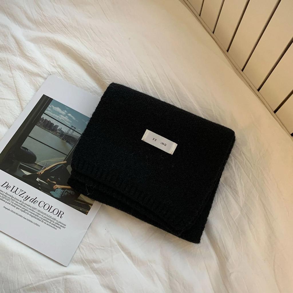 Женский шарф из смеси кашемира, женский зимний теплый утолщенный роскошный однотонный платок, женский теплый толстый шерстяной шейный платок, одеяло